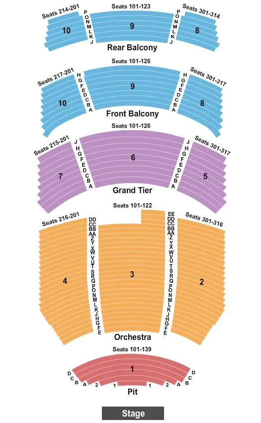 seating chart for Durham Performing Arts Center - End Stage - eventticketscenter.com