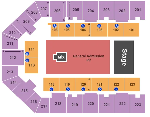 seating chart for Appalachian Wireless Arena - Endstage GA Floor - eventticketscenter.com