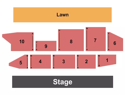 Endstage Seating Chart at Echoa Ridge at Wet 'n' Wild Hawaii. The chart shows the main floor/stage with seating options surrounding it, which are color coded