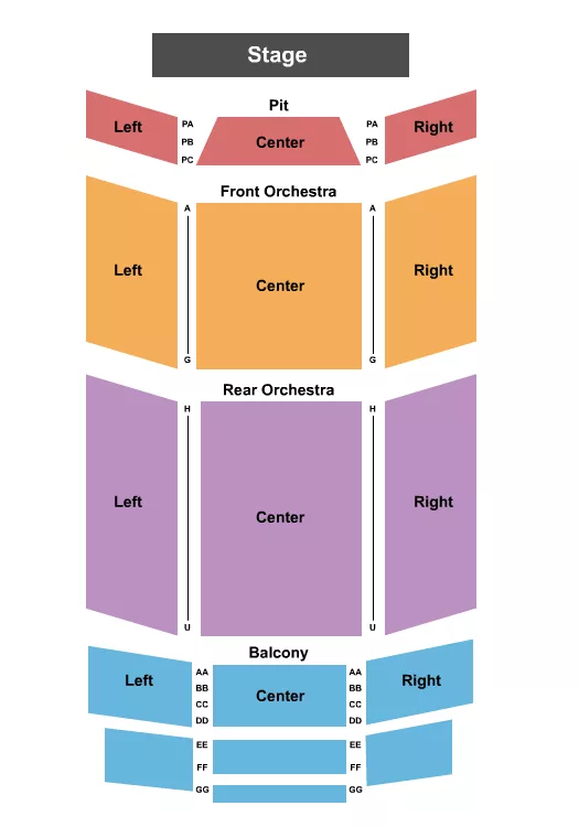 seating chart for Ector Theatre - Endstage Reserved w/ Pit - eventticketscenter.com