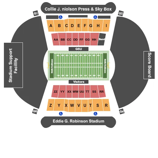 seating chart for Eddie Robinson Stadium - Football - eventticketscenter.com