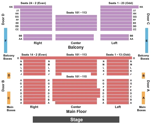 seating chart for Edmonds Center For The Arts - End Stage - eventticketscenter.com