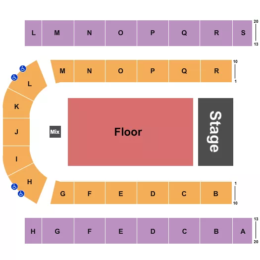 seating chart for Edmonton EXPO - Endstage Floor 5 - Rsrv Rows 1-27 - eventticketscenter.com
