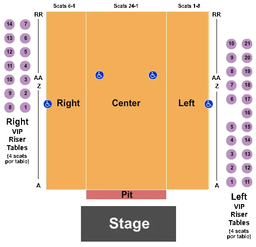 seating chart for Egyptian Room At Old National Centre - End Stage - eventticketscenter.com