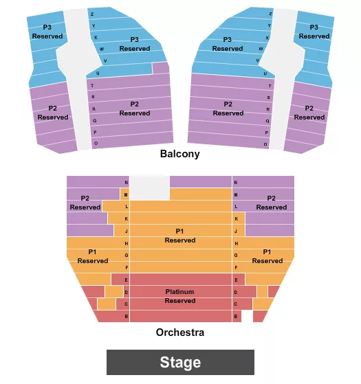 seating chart for Egyptian Theatre - Boise - P1-2-3/Plat. Rsvd 2 - eventticketscenter.com