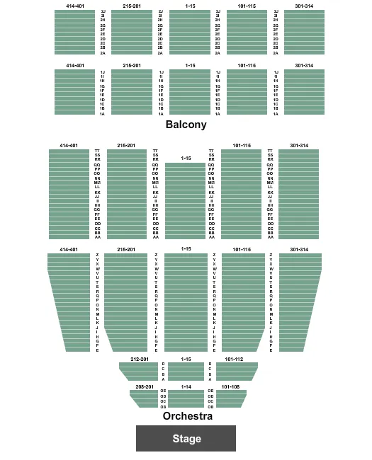 seating chart for Eisenhower Hall Theatre - End Stage - eventticketscenter.com