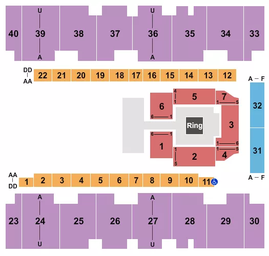 seating chart for El Paso County Coliseum - Wrestling - Numbered Floor - eventticketscenter.com
