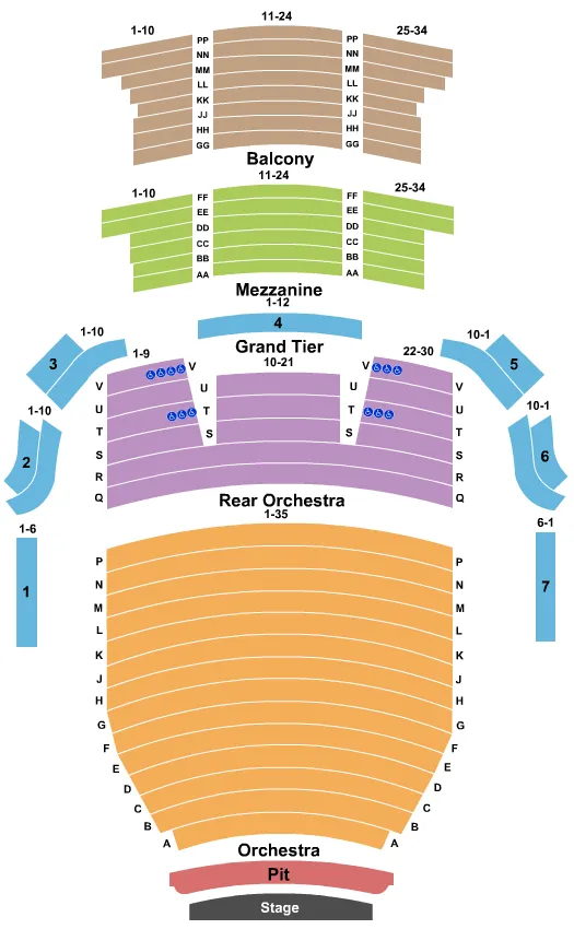 seating chart for Ellen Eccles Theatre - End Stage - eventticketscenter.com