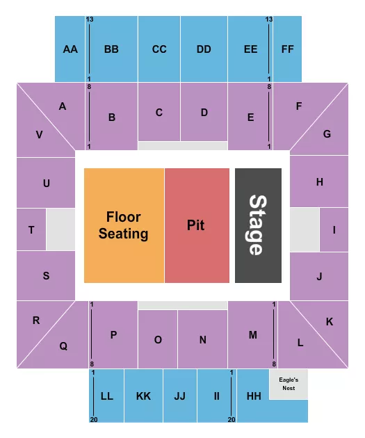 seating chart for Ellis T. Johnson Arena - Endstage Pit - eventticketscenter.com