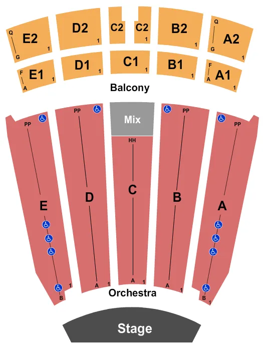 seating chart for Emens Auditorium - End Stage - eventticketscenter.com