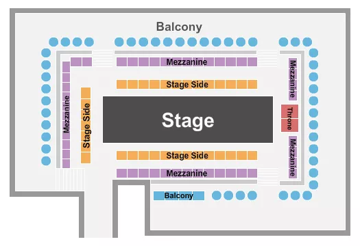 seating chart for Emerald Theatre - Houston - Endstage Throne - eventticketscenter.com