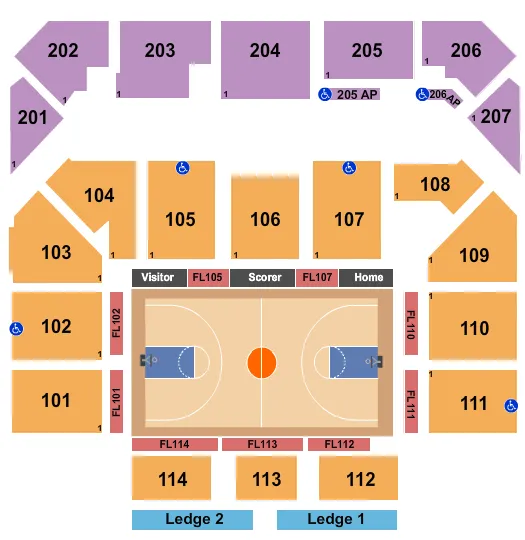 seating chart for Entertainment & Sports Arena - Basketball - CAA - eventticketscenter.com
