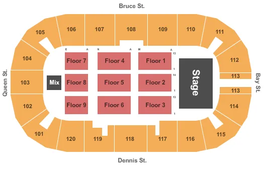 seating chart for GFL Memorial Gardens - End Stage - eventticketscenter.com