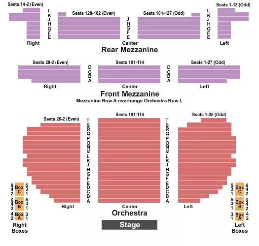 seating chart for Eugene O'Neill Theatre - Endstage 2 - eventticketscenter.com