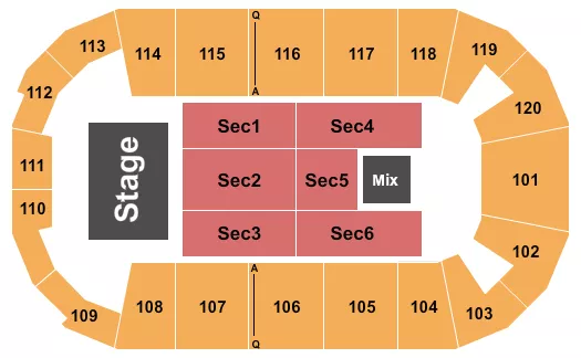 seating chart for F&M Bank Arena - Blippi Live - eventticketscenter.com