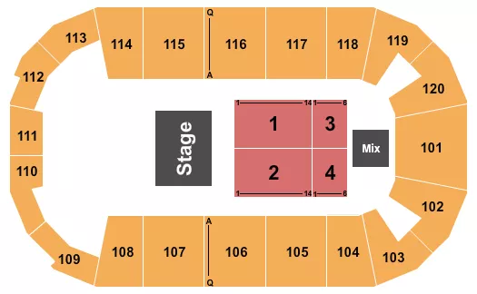 seating chart for F&M Bank Arena - Half House 2 - eventticketscenter.com