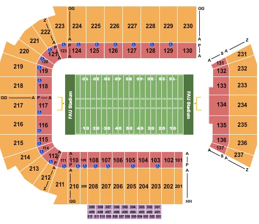 seating chart for FAU Stadium - Football - eventticketscenter.com