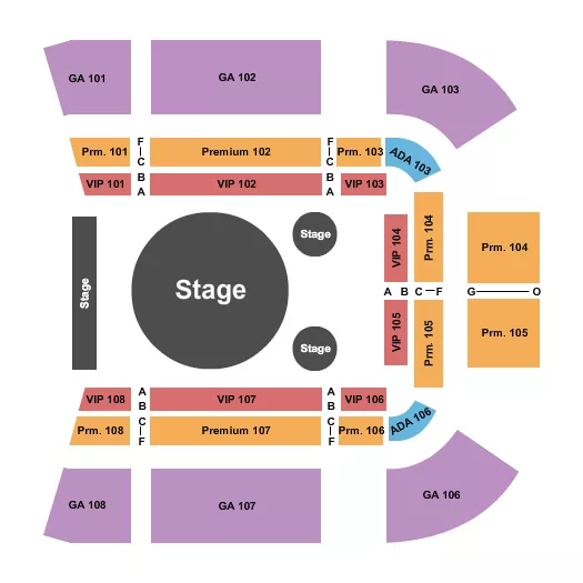 seating chart for Family Arena - Garden Bros Nuclear Circus - eventticketscenter.com