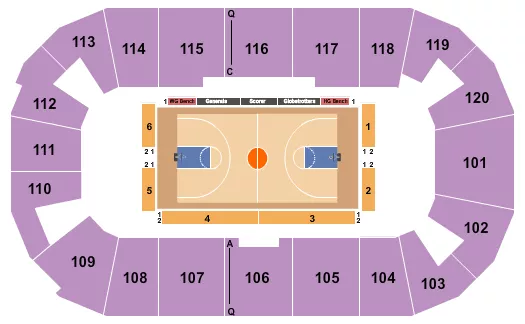seating chart for F&M Bank Arena - Basketball - Globetrotters - eventticketscenter.com