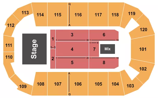 seating chart for F&M Bank Arena - Endstage 4 - eventticketscenter.com