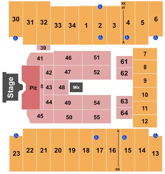 seating chart for Fargodome - Nickelback - eventticketscenter.com