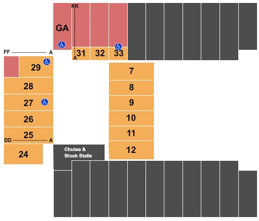 seating chart for Fargodome - PRCA Championship Rodeo - eventticketscenter.com