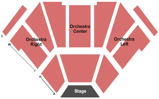 End Stage Seating Chart at Farmington City Civic Center. The chart shows the main floor/stage with seating options surrounding it, which are color coded