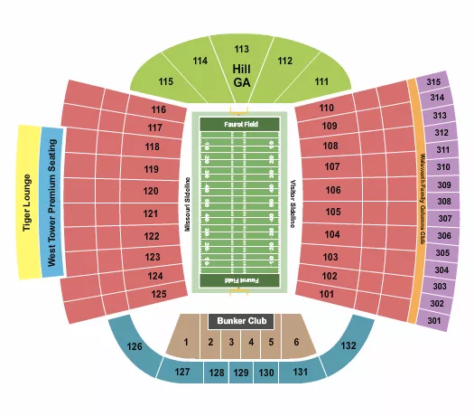 seating chart for Faurot Field at Memorial Stadium - Football 2 - eventticketscenter.com