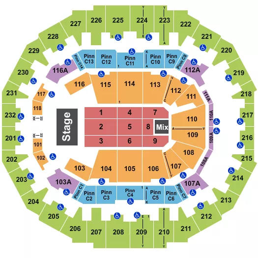 seating chart for FedExForum - End Stage 2 - eventticketscenter.com