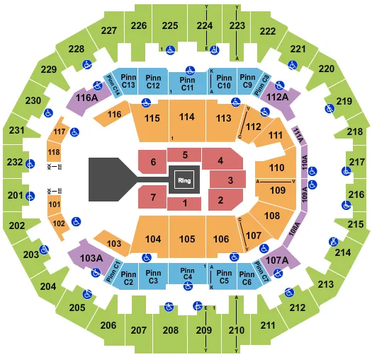 seating chart for FedExForum - WWE - eventticketscenter.com