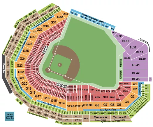 seating chart for Fenway Park - Baseball - eventticketscenter.com