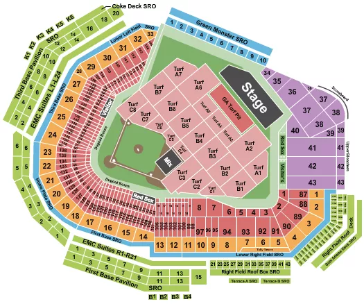 seating chart for Fenway Park - Foo Fighters - eventticketscenter.com