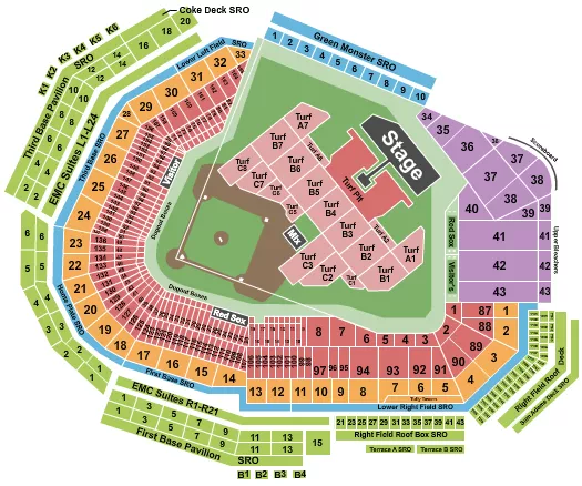 seating chart for Fenway Park - Green Day 2024 - eventticketscenter.com