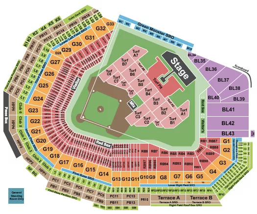 seating chart for Fenway Park - Green Day - eventticketscenter.com