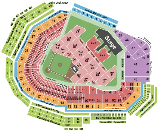 seating chart for Fenway Park - Kane Brown 2024 - eventticketscenter.com