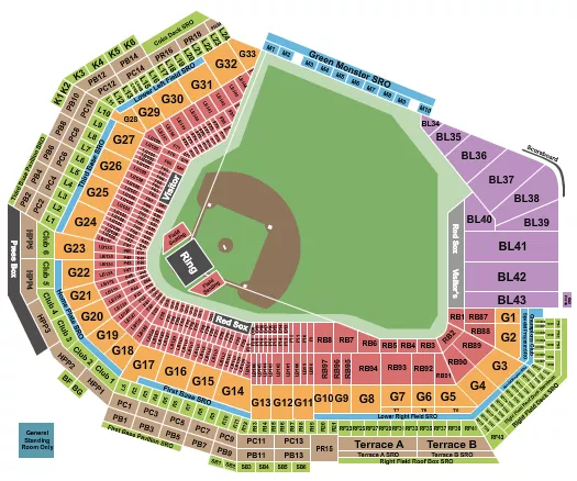seating chart for Fenway Park - MMA - eventticketscenter.com