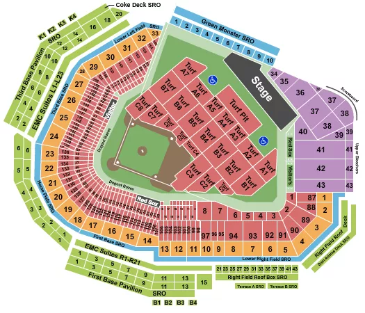 seating chart for Fenway Park - Noah Kahan - eventticketscenter.com