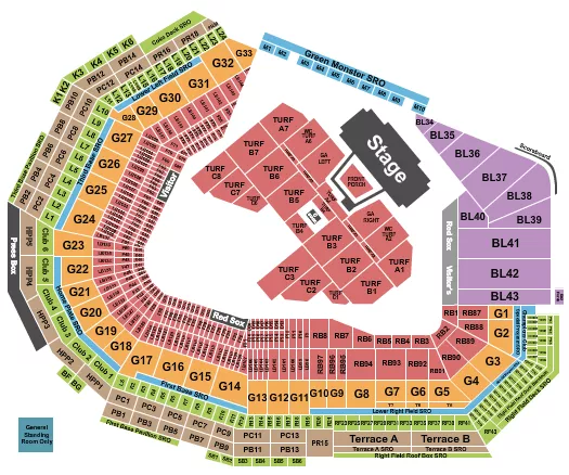 seating chart for Fenway Park - Noah Kahan - eventticketscenter.com