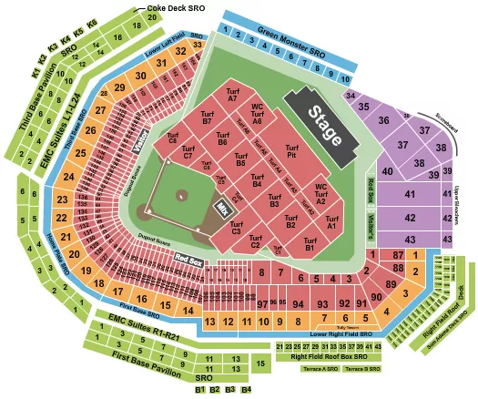 seating chart for Fenway Park - Pearl Jam - eventticketscenter.com