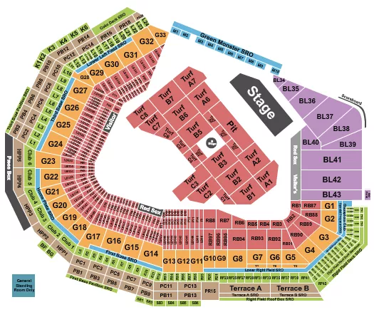 seating chart for Fenway Park - Slipknot - eventticketscenter.com
