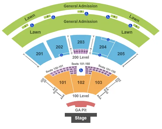 seating chart for Fiddlers Green Amphitheatre - Endstage GA Pit - eventticketscenter.com