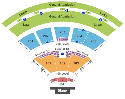 seating chart for Fiddlers Green Amphitheatre - End Stage - eventticketscenter.com