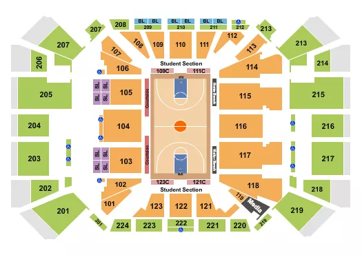 seating chart for Fifth Third Arena - Basketball - eventticketscenter.com