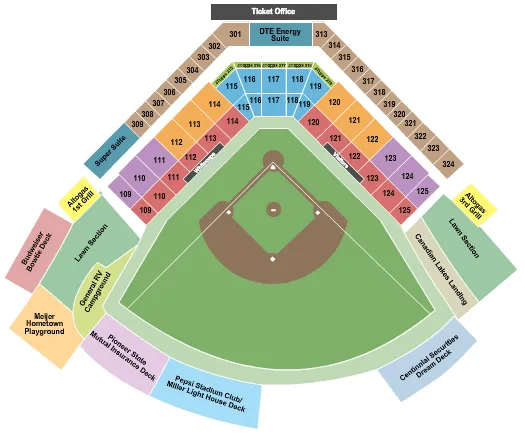 seating chart for LMCU Ballpark - Baseball - eventticketscenter.com