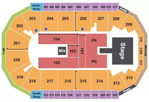 seating chart for Findlay Toyota Center - Brantley Gilbert - eventticketscenter.com