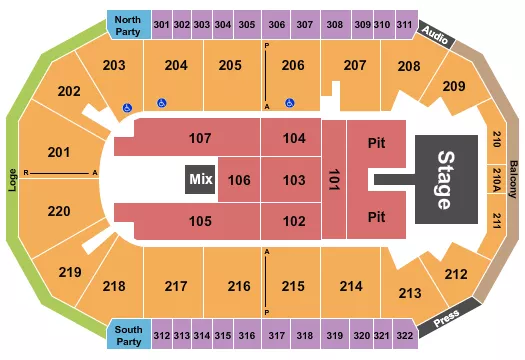 seating chart for Findlay Toyota Center - Endstage GA Pit - eventticketscenter.com