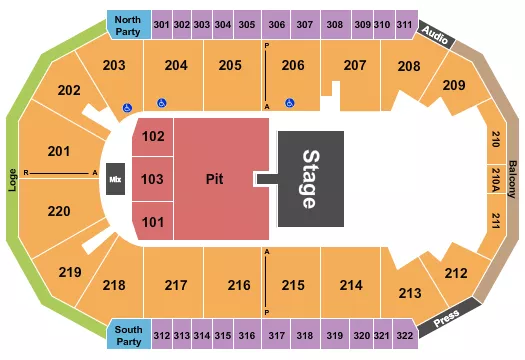 seating chart for Findlay Toyota Center - Half House GA Pit/RSV - eventticketscenter.com