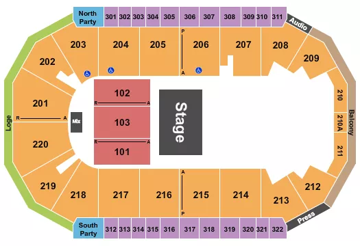 seating chart for Findlay Toyota Center - Half House - eventticketscenter.com