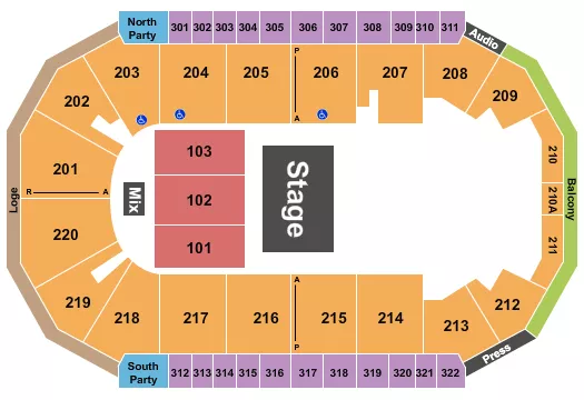 seating chart for Findlay Toyota Center - Quarterhouse 2 - eventticketscenter.com