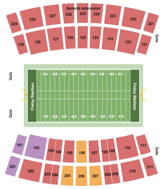 seating chart for Finley Stadium/Davenport Field - Football - eventticketscenter.com